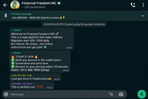 WhatsApp group impersonation scam in Nigeria