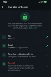 WhatsApp two-step verification security protection