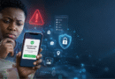 Fake loan apps in Nigeria warning signs and online borrowing safety displayed on a smartphone with digital privacy and cybersecurity symbols